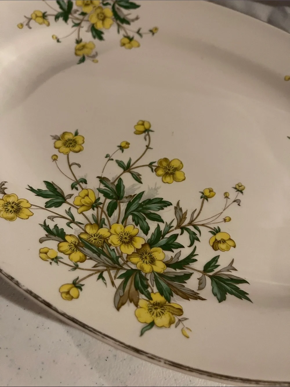 Vintage Floral Oval Serving Platter